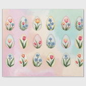 Floral Easter Egg Pattern Wrapping Paper Cadeaupapier (Vlak)