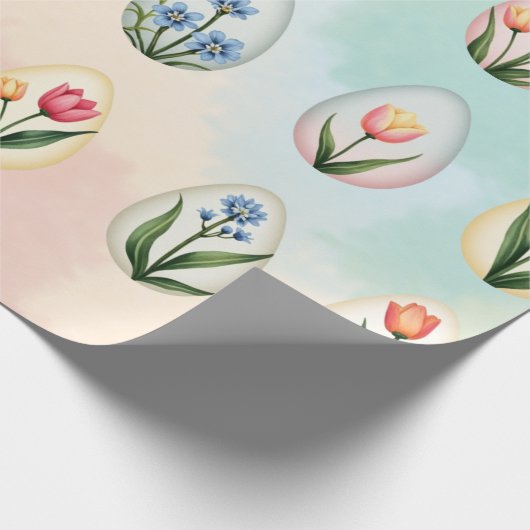 Floral Easter Egg Pattern Wrapping Paper Cadeaupapier (Hoek)