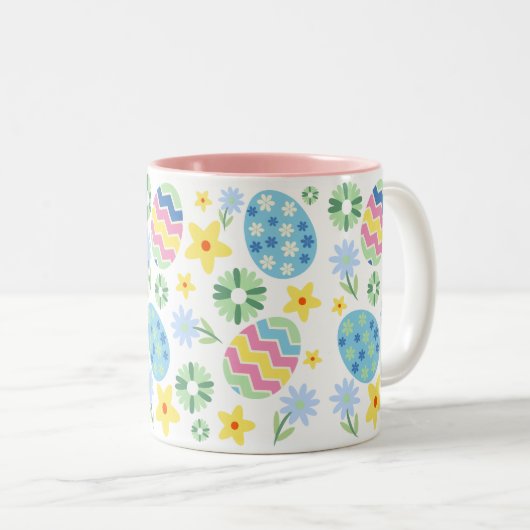 Floral Easter Egg Tweekleurige Koffiemok (Voorkant rechts)