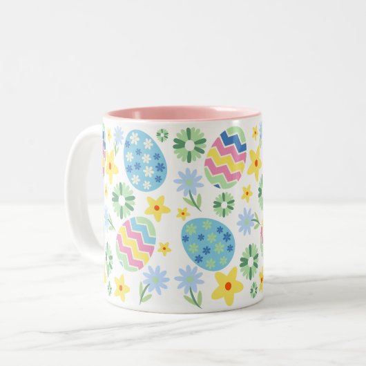 Floral Easter Egg Tweekleurige Koffiemok (Voorkant links)