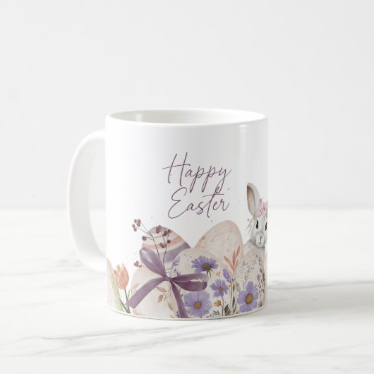 Floral Easter Eggs Happy Easter Mug Koffiemok (Voorkant links)