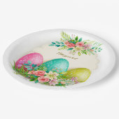 Floral Easter Eggs & Pink Roses Personalized Party Papieren Bordje (Gekanteld)