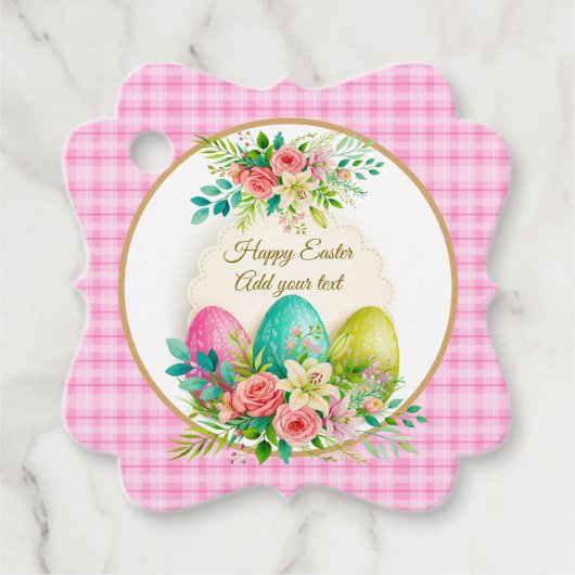 Floral Easter Eggs & Spring Roses Personalized Bedankjes Labels (Voorkant)