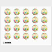 Floral Easter Eggs & Spring Roses Personalized Ronde Sticker (Vel)