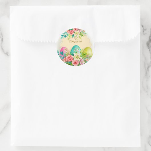 Floral Easter Eggs & Spring Roses Personalized Ronde Sticker (Tas)