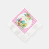 Floral Easter Eggs & Watercolor Pink Roses Servet (Hoek)