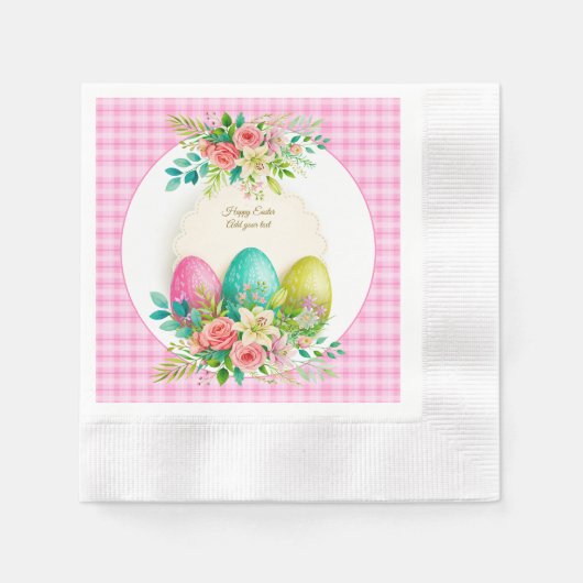 Floral Easter Eggs & Watercolor Pink Roses Servet (Voorkant)