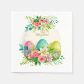 Floral Easter Eggs & Watercolor Pink Roses Servet (Voorkant)