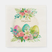 Floral Easter Eggs & Watercolor Pink Roses Servet (Voorkant)