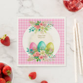 Floral Easter Eggs & Watercolor Pink Roses Servet (Insitu)