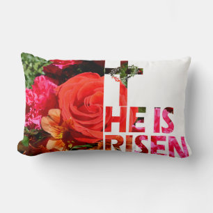 Floral Easter "Hij is verrezen" Holiday Sierkussen Kussen