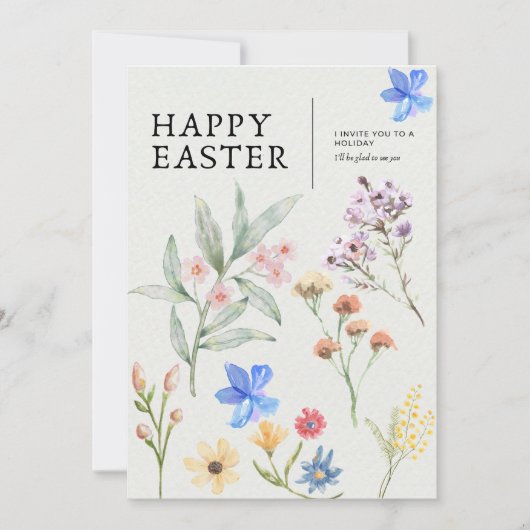 Floral Easter Party Invitation Kaart (Voorkant)