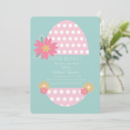Floral Easter Pattern Egg Dinner Brunch Family Kaart (Staand voorkant)