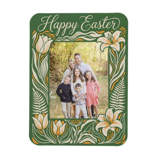 Floral Easter Personalized Lily & Daffodil Magneet (Verticaal)
