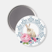 Floral Easter Rabbit Magneet (Voorkant / Achterkant)