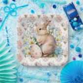 Floral Easter Rabbit Papieren Bordje (Feest)
