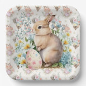Floral Easter Rabbit Papieren Bordje (Voorkant)