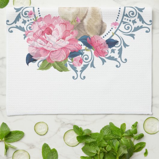 Floral Easter Rabbit Theedoek (Gevouwen)