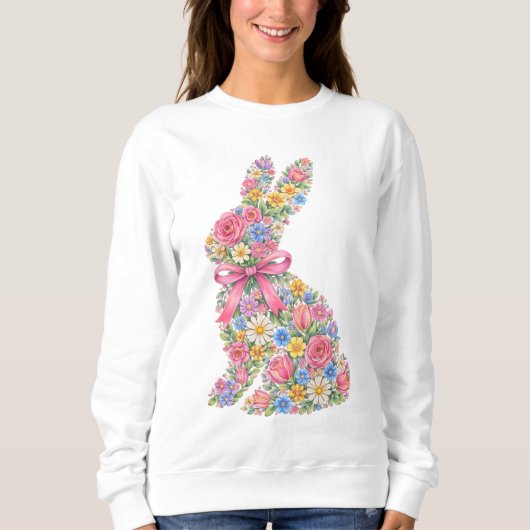 Floral Easter Rabbit  Trui (Voorkant)