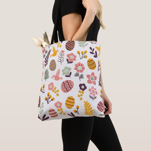 Floral Easter Spring Pattern | Canvas tas (Dichtbij)