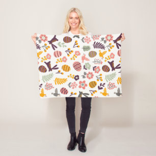 Floral Easter Spring Pattern   Fleece Blanket Deken