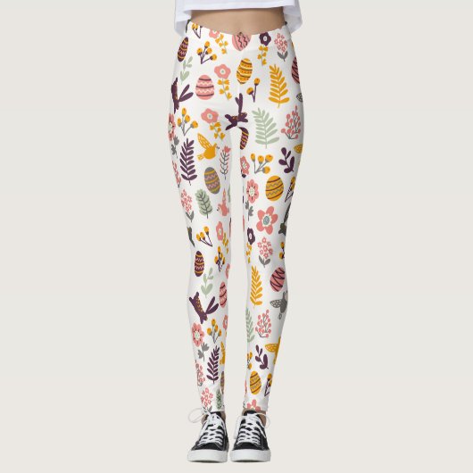 Floral Easter Spring Pattern | Leggings (Voorkant)