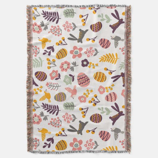 Floral Easter Spring Pattern | Throw Blanket Deken (Voorkant Verticaal)