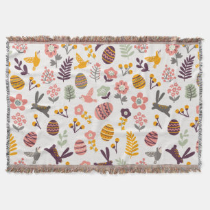 Floral Easter Spring Pattern Throw Blanket Deken