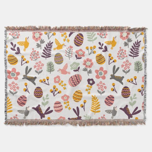 Floral Easter Spring Pattern | Throw Blanket Deken (Voorkant)