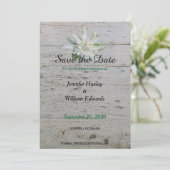 Floral Edelweiss alpine flower Barn wood Wedding Save The Date (Staand voorkant)