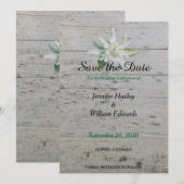 Floral Edelweiss alpine flower Barn wood Wedding Save The Date (Voorkant / Achterkant)