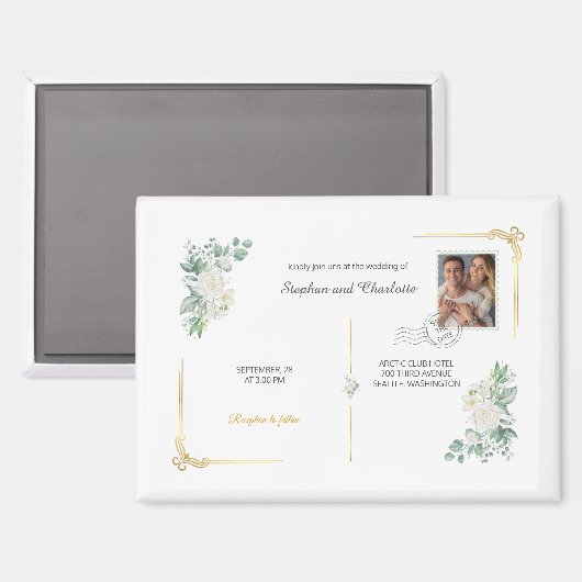 Floral editable Save the Date magnet (Voorkant / Achterkant)