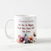  Floral Educational Assistant Pink  Personalize Koffiemok (Links)