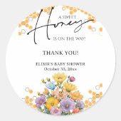 Floral Een Sweet Honey Bee Baby shower Ronde Sticker (Voorkant)