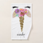 Floral Eenhoorn Gouden Glitter Meisjes Sparkle Bad Handdoek (Handdoek)