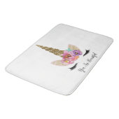 Floral Eenhoorn Gouden Glitter Meisjes Sparkle Badmat (Gekanteld)