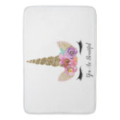 Floral Eenhoorn Gouden Glitter Meisjes Sparkle Badmat (Voorkant Verticaal)