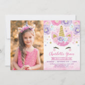 Floral Eenhoorn Roze Paarse Blauwe Regenboog Verja Kaart (Voorkant)