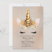 Floral Eenhoorn verjaardagsfeestje Kaart (Voorkant)