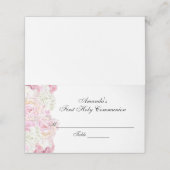 Floral Eerste Communie Custom Place Card Plaatskaartje (Buitenkant ongevouwen)