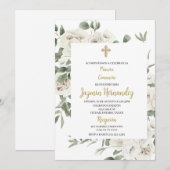 Floral eerste communie Spaanse uitnodiging (Voorkant / Achterkant)