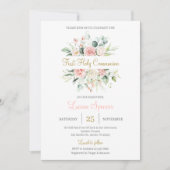 Floral Eerste Heilige Communie voor meisje Kaart (Voorkant)