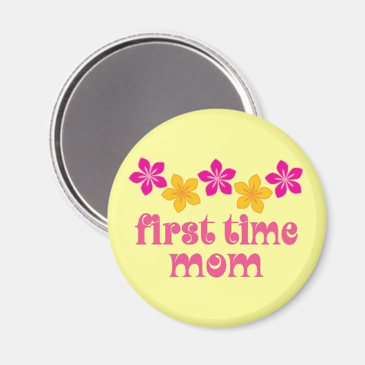 Floral eerste keer mama magneet (Voorkant / Achterkant)