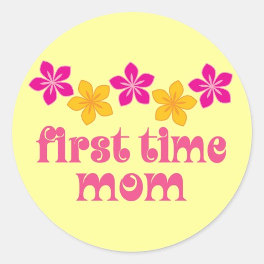 Floral eerste keer mama ronde sticker (Voorkant)