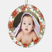 Floral eerste kerstfotocadeau keramisch ornament (Links)