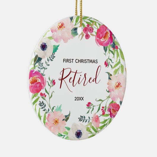 Floral Eerste Kerstmis Ornament in ruste (Rechts)