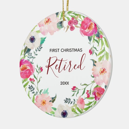 Floral Eerste Kerstmis Ornament in ruste (Links)