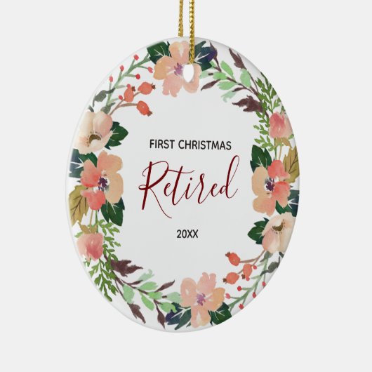 Floral Eerste Kerstmis Ornament in ruste (Rechts)