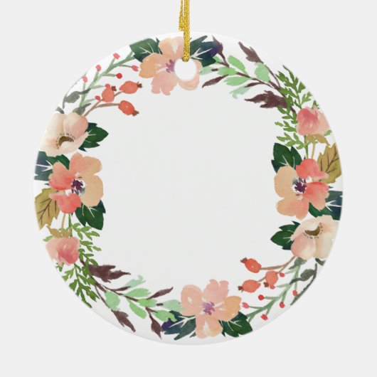 Floral Eerste Kerstmis Ornament in ruste (Achterkant)