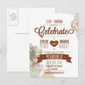 Floral eet, Drink en viert sparen de Kaart van de  (Voorkant / Achterkant)